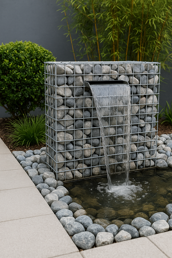 Water Feature Gabion Wall